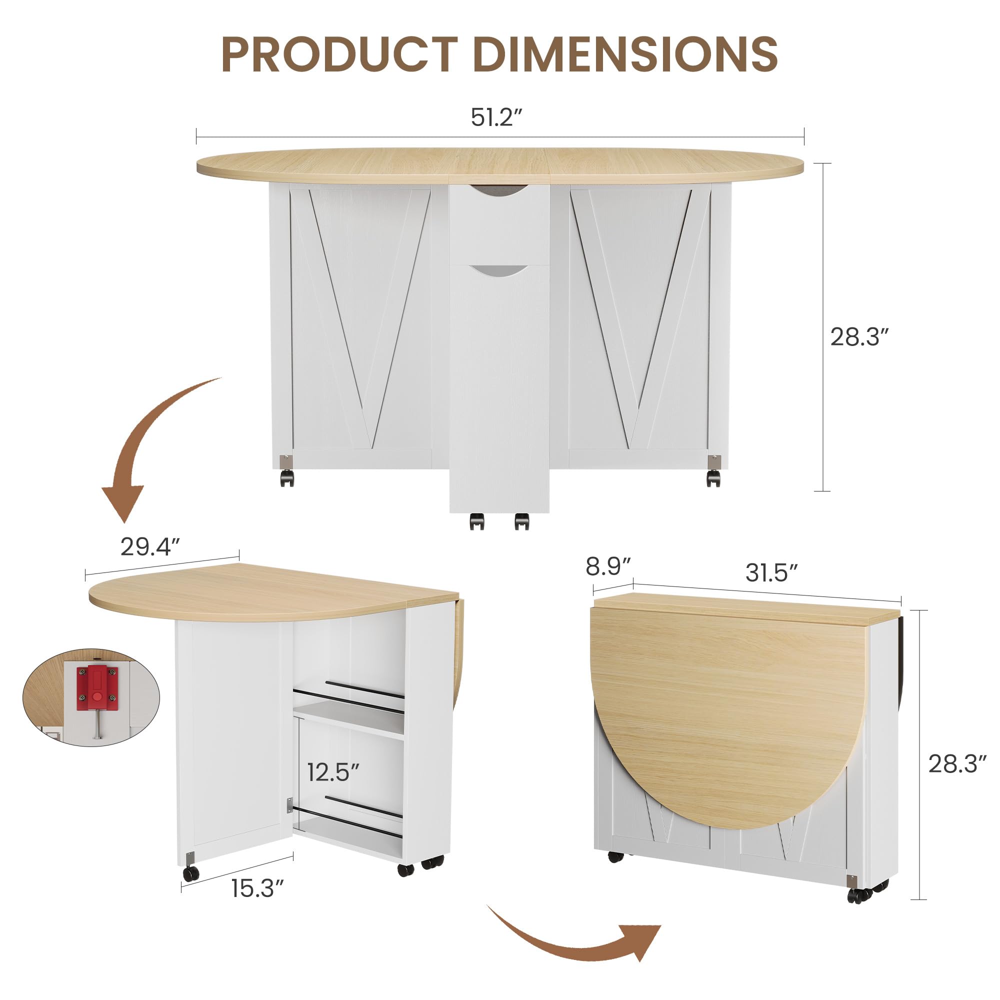 Mesa de comedor plegable 3 en  - Kitchen Appliances Table reseña y precio